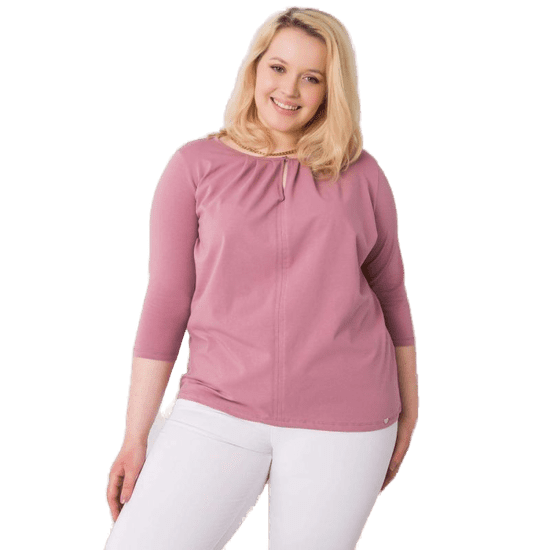 BASIC FEEL GOOD Dámská halenka plus size z bavlny JODIE růžová RV-BZ-6334.19P_362644