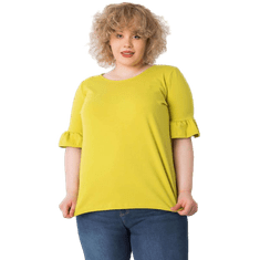 BASIC FEEL GOOD Dámská halenka s volánky na rukávech plus size YARELI světle zelená RV-BZ-6635.18X_364853 4XL