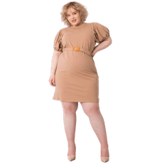 BASIC FEEL GOOD Dámské šaty pruhované plus size MYLAH hnědé RV-SK-6636.88_365061 2XL