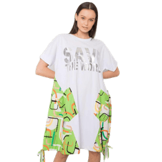 ITALY MODA Dámské šaty s nápisem EBBA bílé a zelené DHJ-SK-13117.41P_366665 Univerzální