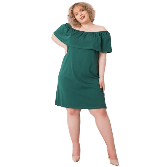 BASIC FEEL GOOD Dámské šaty plus size španělské KEILY tmavě zelené RV-SK-6641.05_364873