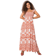 ITALY MODA Dámské šaty maxi TAYALA bílé a oranžové DHJ-SK-13572.09P_372662 Univerzální