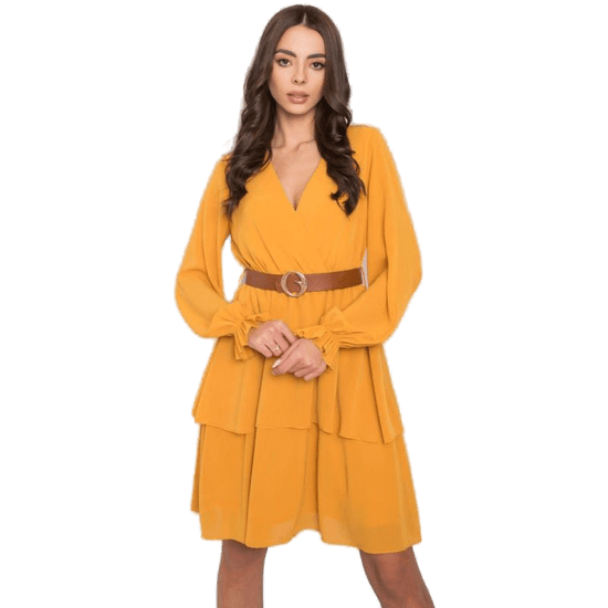 Factoryprice Dámské šaty s dlouhým rukávem SHELLIE žluté LC-SK-22K-3043.05P_380248