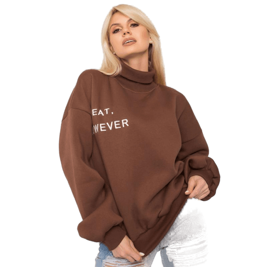 Ex moda Dámská mikina s kapucí oversize KELLY hnědá EM-BL-649.23X_378113