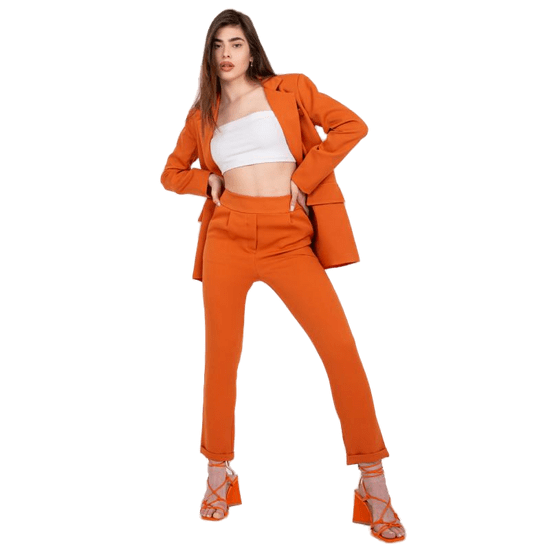 ITALY MODA Dámské kalhoty s vysokým pasem HIDALGO tmavě oranžové DHJ-SP-13926.02_383537