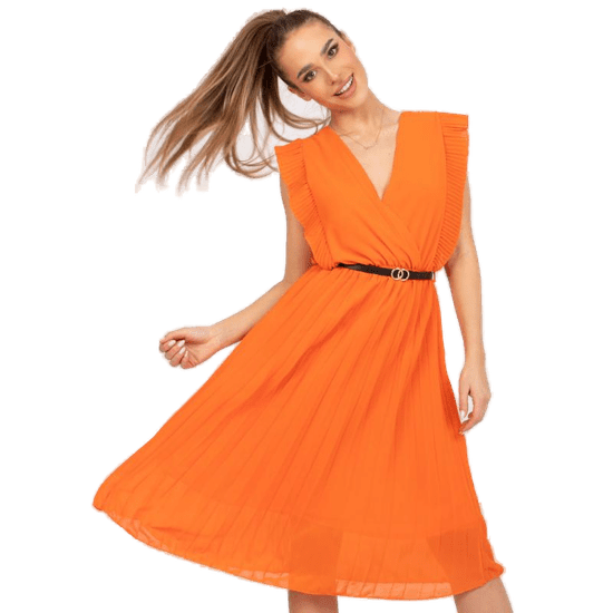 ITALY MODA Dámské šaty s obálkovým výstřihem midi MARINE oranžové DHJ-SK-N13198-1.22_383974