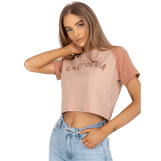 FANCY Dámské tričko s potiskem bavlněné BET béžovo-kamelové FA-TS-7708.44_385831 Univerzální