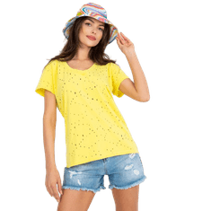 FANCY Dámské tričko s dírami ONE COLOR žluté FA-TS-6967.77P_387376 Univerzální
