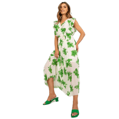 ITALY MODA Dámské šaty s potisky a páskem CASSIDY béžovo-zelené DHJ-SK-13166.94P_387359 Univerzální