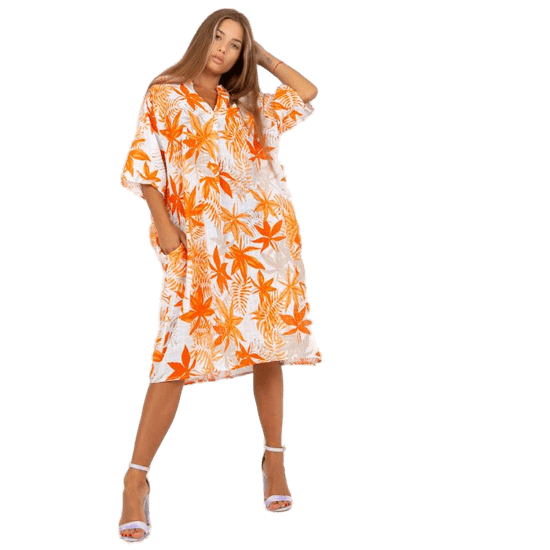 ITALY MODA Dámské šaty z viskózy oversize ARLEN oranžové DHJ-SK-1077.84_388797