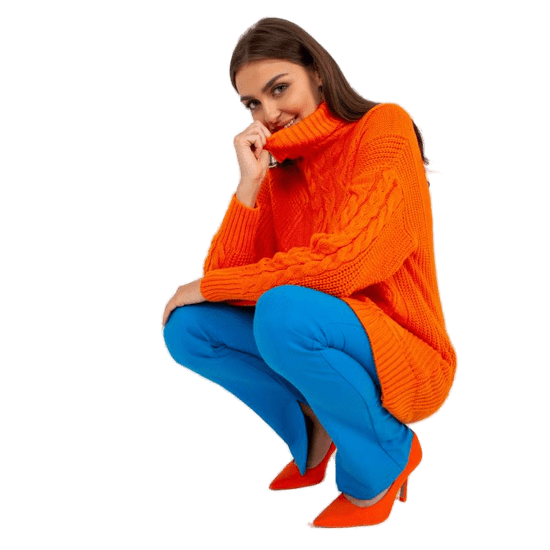 RUE PARIS Dámský svetr mini kostkovaný pletený RUE PARIS oranžové LC-SW-8015.25P_390028