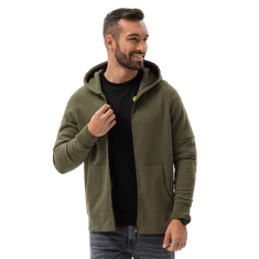 OMBRE Pánská mikina na zip CARL khaki MDN120776 L