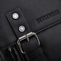 Betlewski Černá Kožená Betlewski Crossbody Do Práce