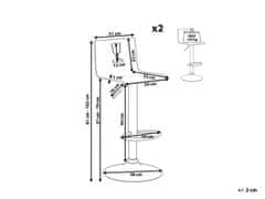 Beliani Sada dvou barových židlí průhledný bílý plast BUSAN