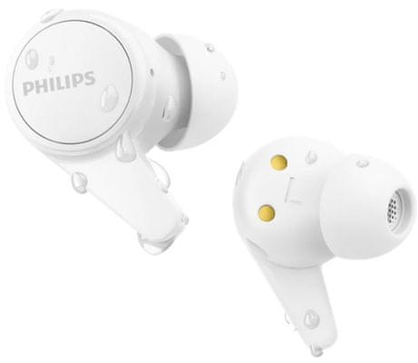  bezdrátová pohodlná sluchátka do uší philips tat1207 pěkný zvuk dynamické měniče nabíjecí pouzdro odolnost potu i vodě handsfree režim mikrofon 