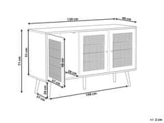 Beliani Ratanová 3dveřová komoda světlé dřevo PEROTE