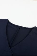 OMG! Dámská košile s 3/4 rukávem a vysokým nízkým lemem s výstřihem do V Dubbo modrá M