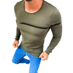 Dstreet Pánský khaki svetr přes hlavu wx1627 S