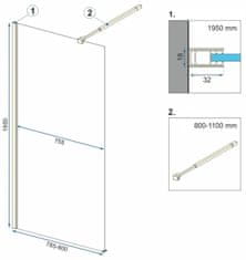 REA Sprchová zástěna Aero 80 cm černý mat