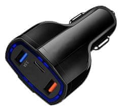 HADEX Autoadaptér do auta Quick Charge 3.0 QC3.0 2xUSB / USB Typ C černá