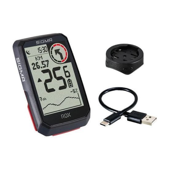 Sigma Cyklocomputer Rox 4.0 GPS - součástí klasický držák 00463, černá