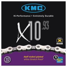 KMC Řetěz X-10.93 - balený, stříbrno-šedá (10s)