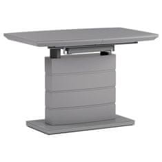 Autronic Moderní jídelní stůl Jídelní stůl 110+40x70 cm, šedá 4 mm skleněná deska, MDF, šedý matný lak (HT-420 GREY)