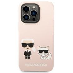 Karl Lagerfeld Kryt na mobil MagSafe Liquid Silicone Karl and Choupette na Apple iPhone 14 Pro Max - růžový