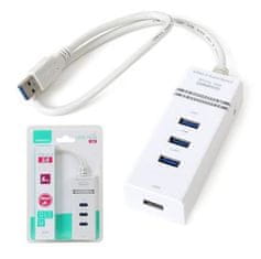 Omega USB Hub OUH34W USB3.0 rozbočovač HUB 4 PORT bílá