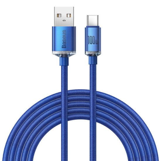 BASEUS CAJY000503 Crystal Shine Series Datový Kabel USB - USB-C 100W 2m Blue