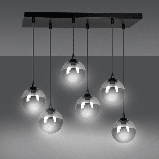 shumee Závěsné svítidlo COSMO 6 BL GRAPHIT 712/6 se skleněnými kuličkovými stínidly nastavitelnými moderními