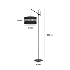 shumee Stojací lampa KORNO LP1 BLACK 648/LP1 velké černé a zlaté stínidlo s nastavitelnou výškou