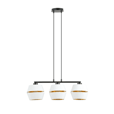 shumee MALIA 3 WHITE/GOLD 1184/3 závěsná lampa černá se stínidlem zlatý střed