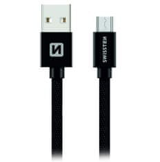 SWISSTEN Swissten Datový Kabel Textile Usb / Micro Usb 1,2 M Černý