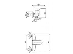 Sinks AVSLS2CL Nástěnná koupelnová baterie se sprchou Sinks SLIM S2 chrom lesklý