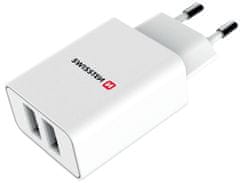 SWISSTEN Swissten Síťový Adaptér Smart Ic 2X Usb 2,1A Power + Datový Kabel Usb / Type C 1,2 M Bílý