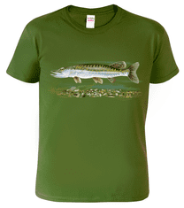 Hobbytriko Dětské rybářské tričko - Štika obecná Barva: Apple Green (92), Velikost: 8 let / 134 cm