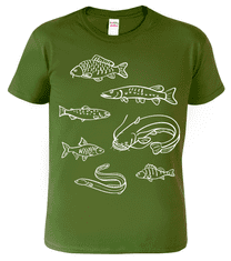 Hobbytriko Dětské rybářské tričko - Ryby našich vod Barva: Středně zelená (16), Velikost: 6 let / 122 cm