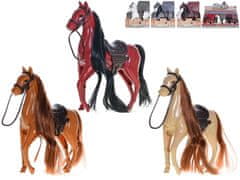 Kůň 12 cm stojící se sedlem (bílá, béžová, šedá, světle hnědá, středně hnědá, tmavě hnědá)