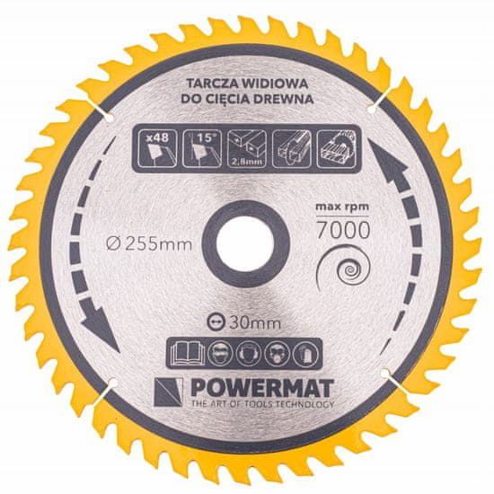 Powermat Pilový kotouč na dřevo 255x30mm 48z | TDD-255x30x48Z