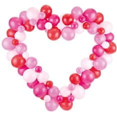 PartyDeco Set balónků Srdce růžové, s rámem 160 cm