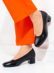 Amiatex Luxusní dámské lodičky černé na širokém podpatku + Ponožky Gatta Calzino Strech, černé, 36