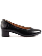 Amiatex Luxusní dámské lodičky černé na širokém podpatku + Ponožky Gatta Calzino Strech, černé, 36