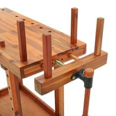 Greatstore Pracovní stůl se svěráky 92 x 48 x 83 cm masivní akáciové dřevo