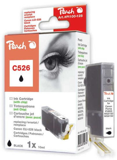 Peach PEACH Canon C526, black XL, s čipem,CLI-526bk, iP4850