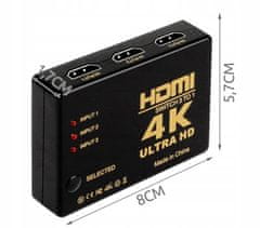 Iso Trade HDMI rozbočovač - přepínač 4K + dálkové ovládání