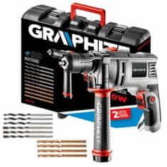 Graphite Příklepová vrtačka 650W + 10 vrtáků kufřík GRAPHITE | 58G736