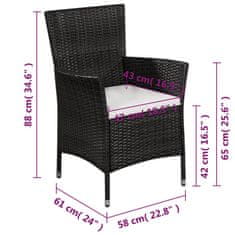 Greatstore 3dílný bistro set polyratan černý