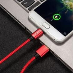 OEM MyGeek datový a napájecí kabel micro USB, 1m - červený nylon