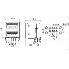 OEM USB A Type Female Socket konektor 2 v 1 G43